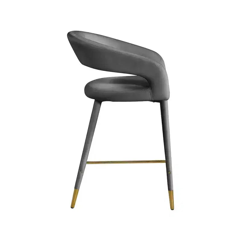 Meridian Furniture,Destiny Grey Velvet Stool