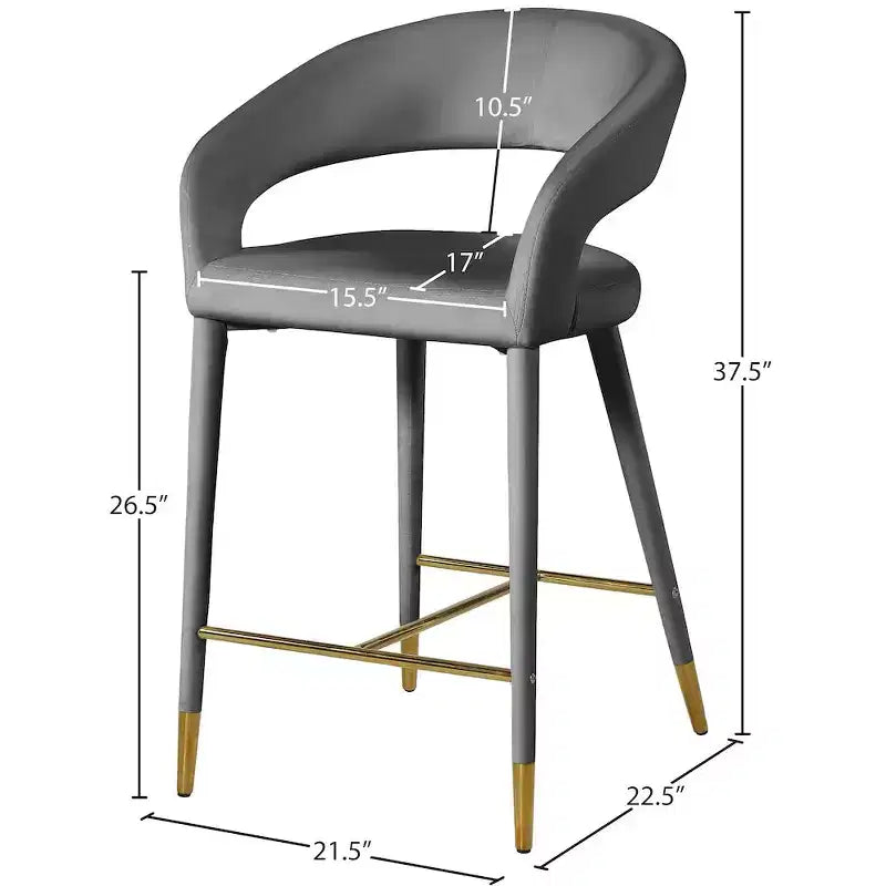 Meridian Furniture,Destiny Grey Velvet Stool