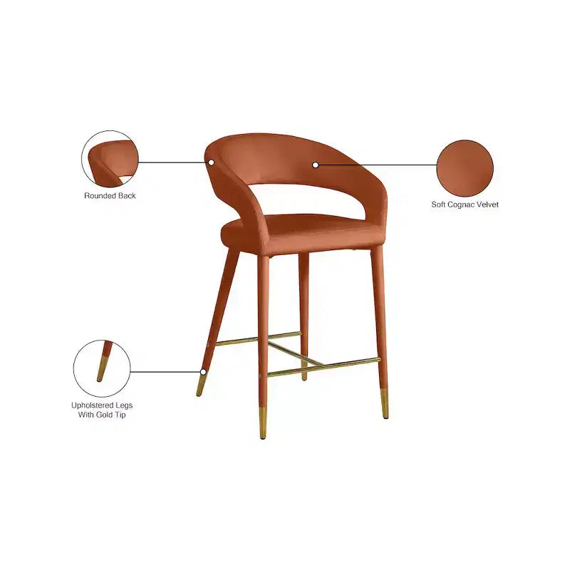 Meridian Furniture,Destiny Cognac Velvet Stool