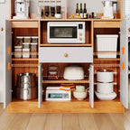 Kitchen Pantry Cabinet with Drawers - Wood Sideboard Buffet with Doors, Adjustable Shelf, Storage Rack, Coffee Bar Station for Kitchen Dining Room