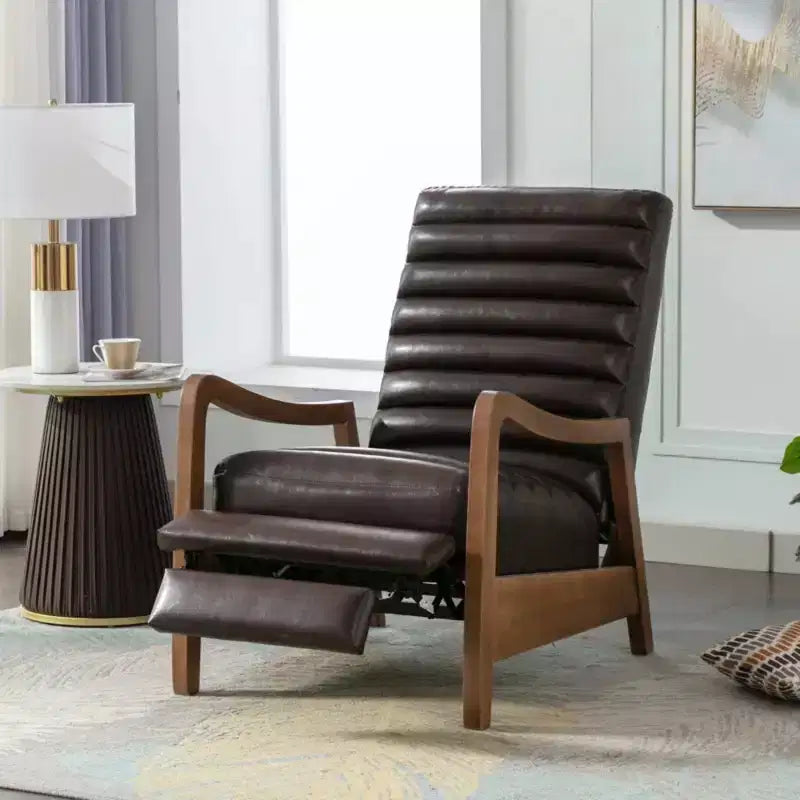 Bestier 26 Recliner Chair for Adult, Luxurious Oil Wax Leather Arm Chair with Footrest, Upholstered Reclining Accent Chair for Living Room Reading