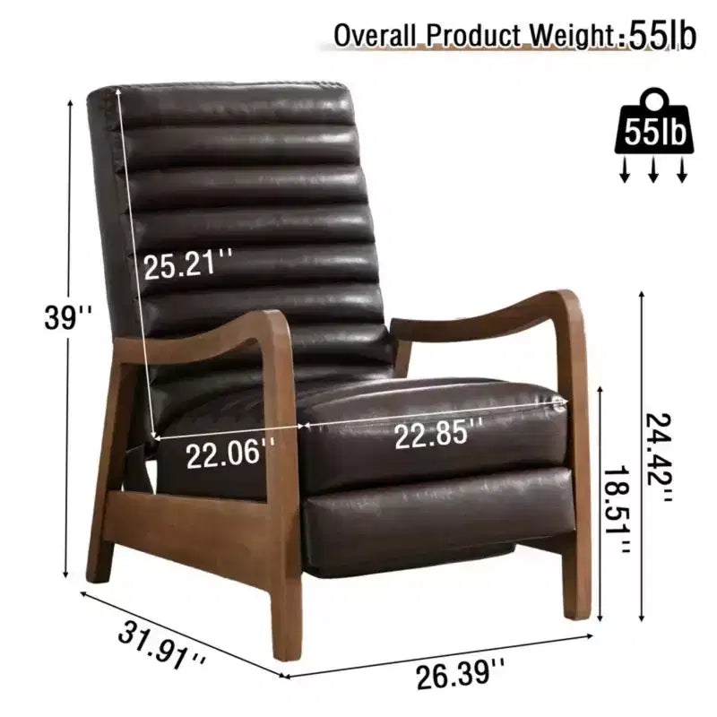 Bestier 26 Recliner Chair for Adult, Luxurious Oil Wax Leather Arm Chair with Footrest, Upholstered Reclining Accent Chair for Living Room Reading