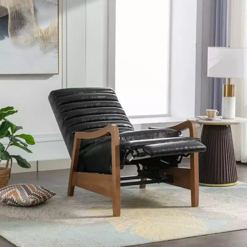 Bestier 26 Recliner Chair for Adult, Luxurious Oil Wax Leather Arm Chair with Footrest, Upholstered Reclining Accent Chair for Living Room Reading
