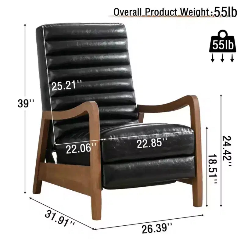 Bestier 26 Recliner Chair for Adult, Luxurious Oil Wax Leather Arm Chair with Footrest, Upholstered Reclining Accent Chair for Living Room Reading