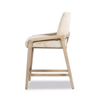 Jennifer Taylor Home Arizona 25.5 Solid Ash Wood Upholstered Counter Stool with Rope Detail, Crme de la Crme White Faux Fur