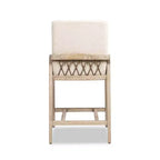 Jennifer Taylor Home Arizona 25.5 Solid Ash Wood Upholstered Counter Stool with Rope Detail, Crme de la Crme White Faux Fur