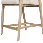 Jennifer Taylor Home Arizona 25.5 Solid Ash Wood Upholstered Counter Stool with Rope Detail, Crme de la Crme White Faux Fur