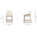Jennifer Taylor Home Arizona 25.5 Solid Ash Wood Upholstered Counter Stool with Rope Detail, Crme de la Crme White Faux Fur