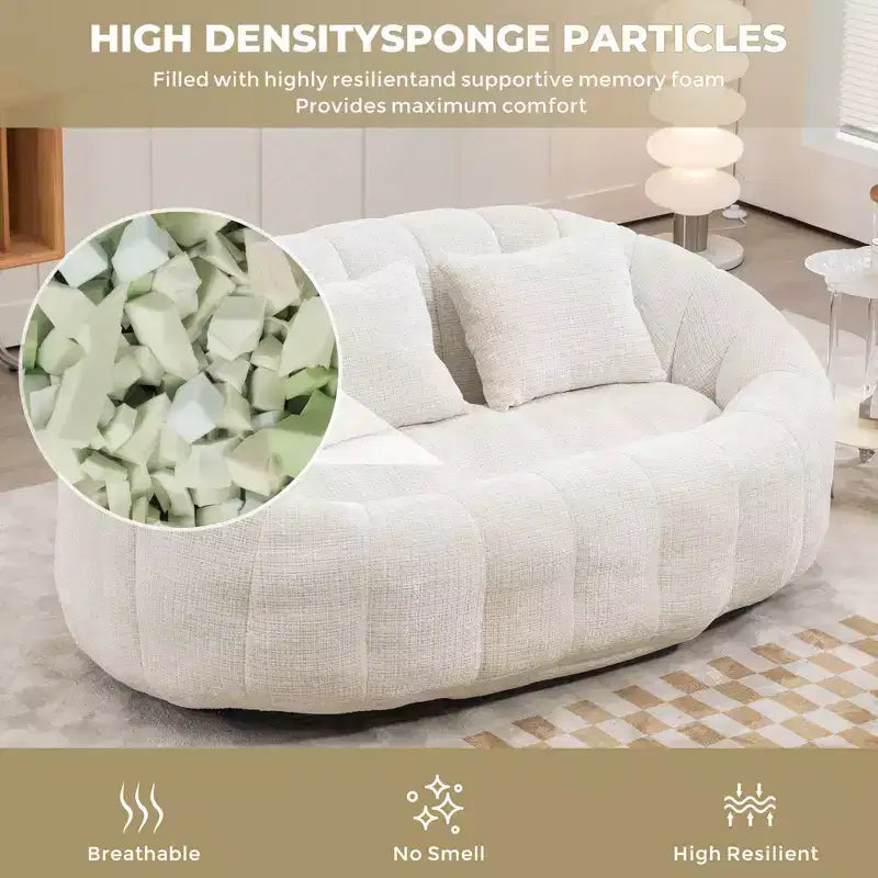 MAYEERTY Bean Bag Sofa Beige Chenille High Back for Adults Kids Indoor Outdoor