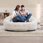 MAYEERTY Bean Bag Sofa Beige Chenille High Back for Adults Kids Indoor Outdoor