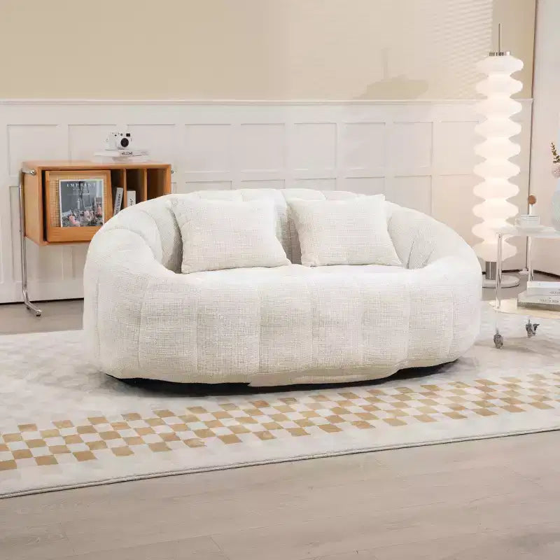 MAYEERTY Bean Bag Sofa Beige Chenille High Back for Adults Kids Indoor Outdoor