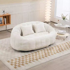 MAYEERTY Bean Bag Sofa Beige Chenille High Back for Adults Kids Indoor Outdoor