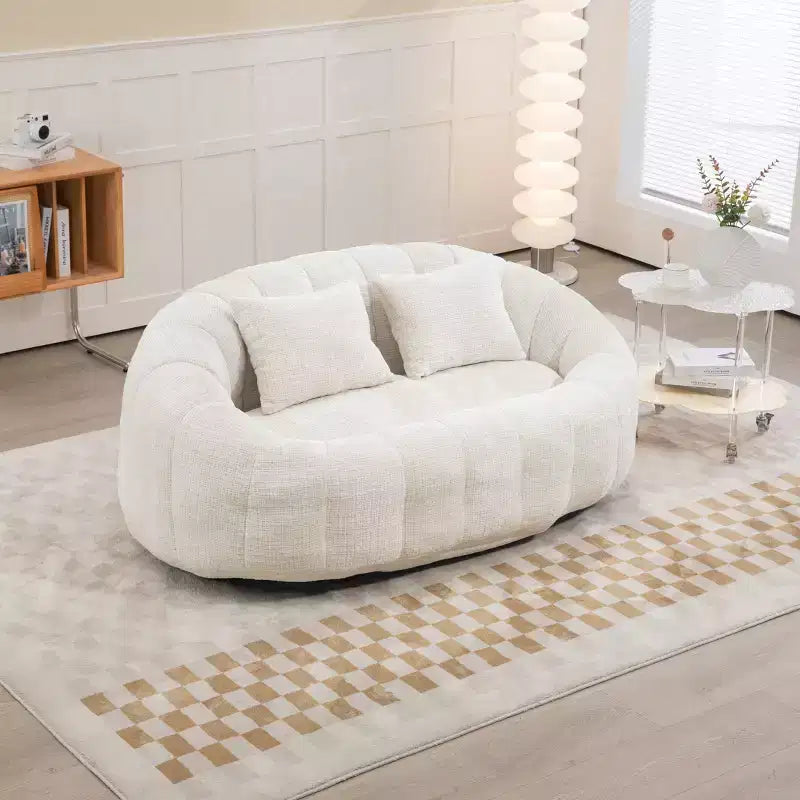 MAYEERTY Bean Bag Sofa Beige Chenille High Back for Adults Kids Indoor Outdoor