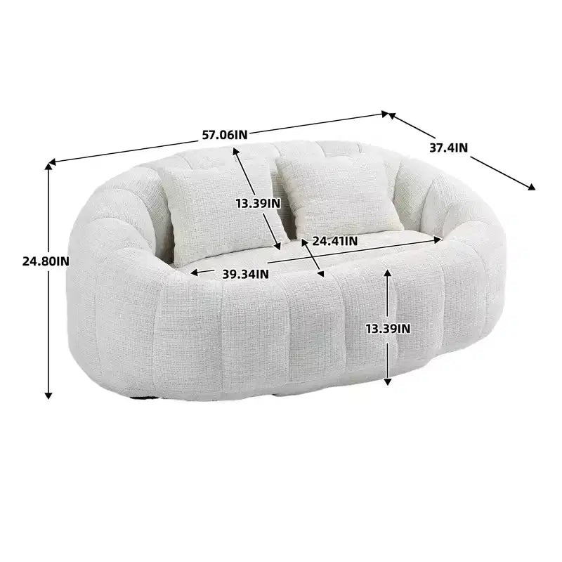 MAYEERTY Bean Bag Sofa Beige Chenille High Back for Adults Kids Indoor Outdoor
