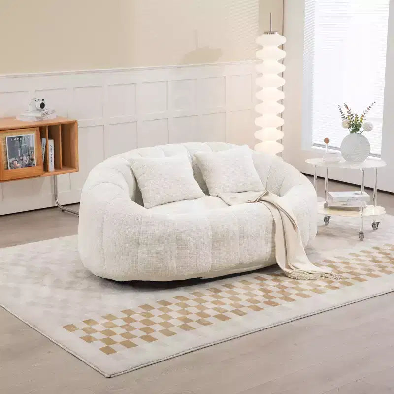 MAYEERTY Bean Bag Sofa Beige Chenille High Back for Adults Kids Indoor Outdoor