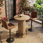 MAYEERTY Industrial-Farmhouse Round Bistro Table, Sturdy Wood Construction Small Space Bar Table for Home Cafe & Office, Easy Assembly