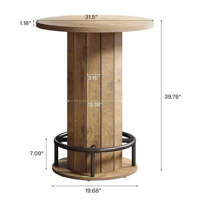 MAYEERTY Industrial-Farmhouse Round Bistro Table, Sturdy Wood Construction Small Space Bar Table for Home Cafe & Office, Easy Assembly