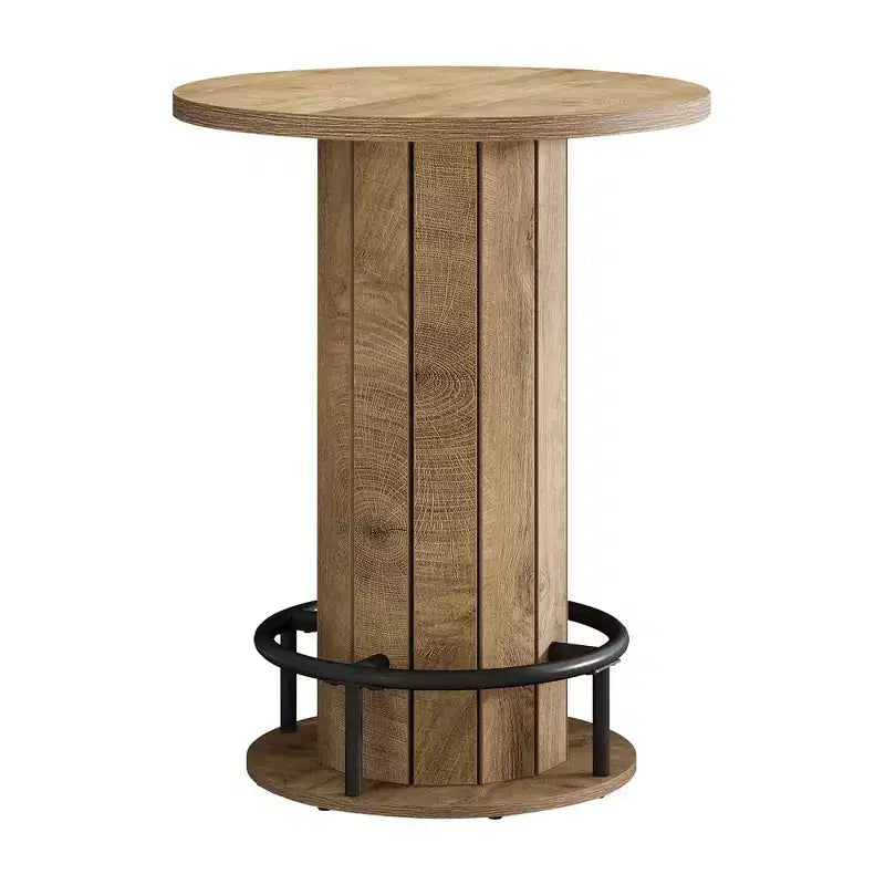 MAYEERTY Industrial-Farmhouse Round Bistro Table, Sturdy Wood Construction Small Space Bar Table for Home Cafe & Office, Easy Assembly