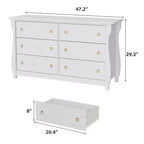 Wood 7-Drawer Dresser - Tall Boho Dresser with Curved Legs, Rattan Accents, and Freestanding Storage