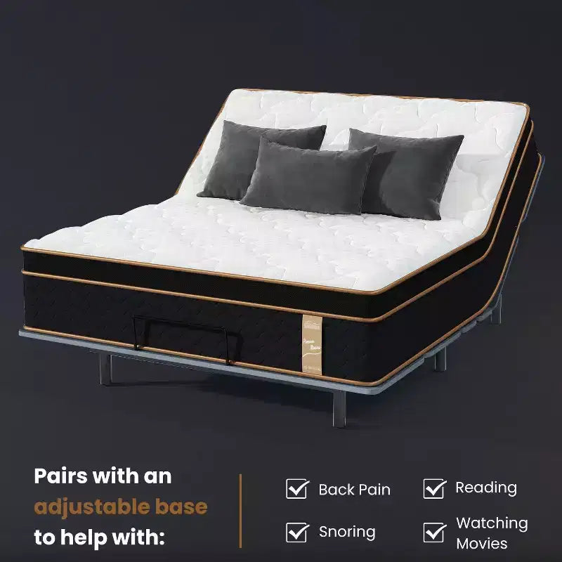 10 King Plush Hybrid Mattresses with Independently Encased Coils and Gel Memory Foam Fiberglass-Free