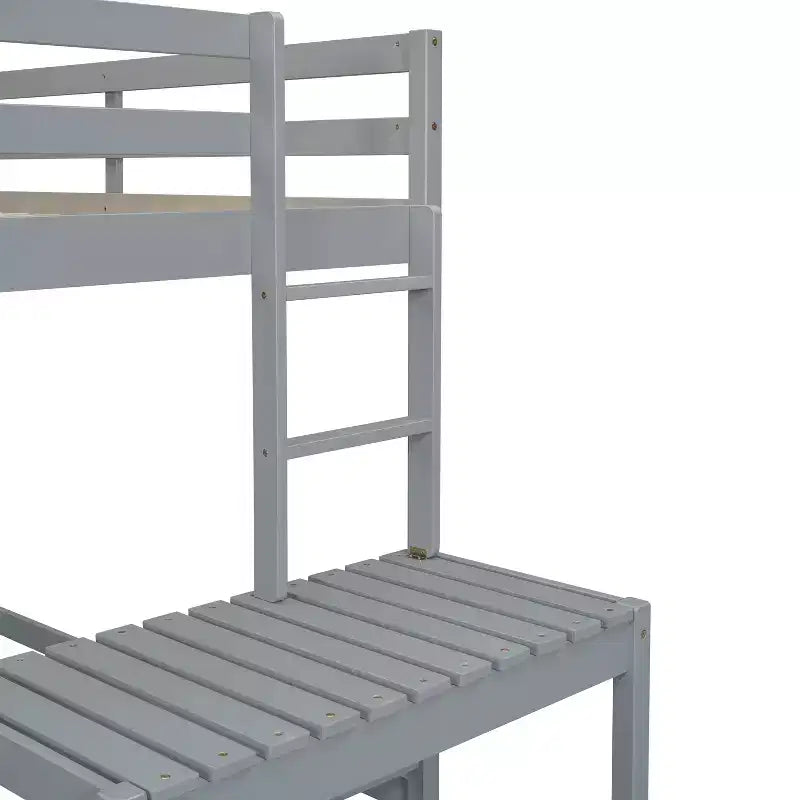 MAYEERTY Twin High Loft Bed with Ladder Labding Platform Gray
