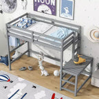 MAYEERTY Twin High Loft Bed with Ladder Labding Platform Gray