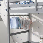 MAYEERTY Twin High Loft Bed with Ladder Labding Platform Gray