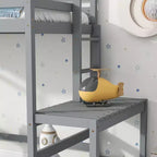 MAYEERTY Twin High Loft Bed with Ladder Labding Platform Gray