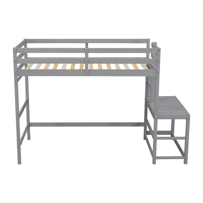 MAYEERTY Twin High Loft Bed with Ladder Labding Platform Gray