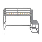 MAYEERTY Twin High Loft Bed with Ladder Labding Platform Gray