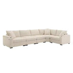 Whisen Oversized Convertible L-shaped Sectional Sofa, Corduroy Corner Couch with Armrest Storage, Cup Holders, USB Charger