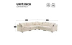 Whisen Oversized Convertible L-shaped Sectional Sofa, Corduroy Corner Couch with Armrest Storage, Cup Holders, USB Charger