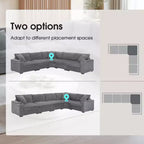 Whisen Oversized Convertible L-shaped Sectional Sofa, Corduroy Corner Couch with Armrest Storage, Cup Holders, USB Charger