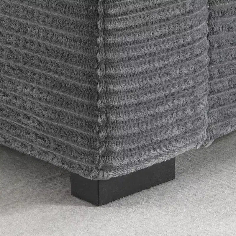 Whisen Oversized Convertible L-shaped Sectional Sofa, Corduroy Corner Couch with Armrest Storage, Cup Holders, USB Charger
