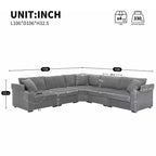 Whisen Oversized Convertible L-shaped Sectional Sofa, Corduroy Corner Couch with Armrest Storage, Cup Holders, USB Charger