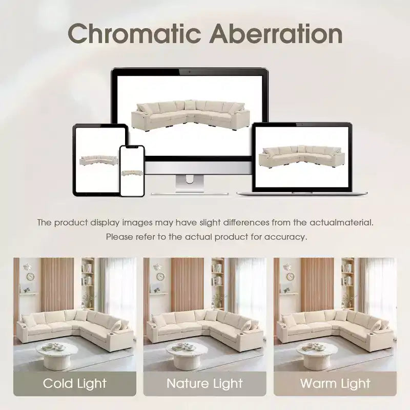 Whisen Oversized Convertible L-shaped Sectional Sofa, Corduroy Corner Couch with Armrest Storage, Cup Holders, USB Charger