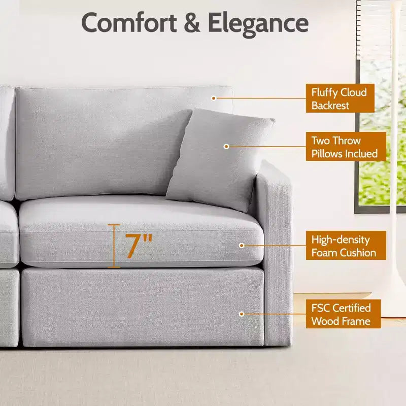 Dyonery 80 Living Room Sofa, Modern Chenille Comfort Sofa with Deep Seat Spring Cushions, Solid Wood Frame, Removable Covering