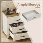 Farmhouse Nightstand with Charging Station - 3-Drawer Bedside Table with USB Ports