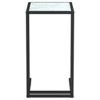 vidaXL Side Table White marble Tempered glass, iron 19.7 x 13.8 x 25.6 in