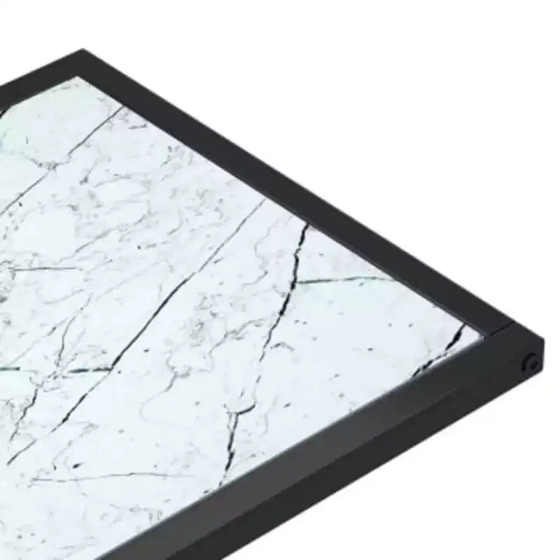 vidaXL Side Table White marble Tempered glass, iron 19.7 x 13.8 x 25.6 in