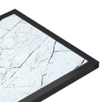 vidaXL Side Table White marble Tempered glass, iron 19.7 x 13.8 x 25.6 in
