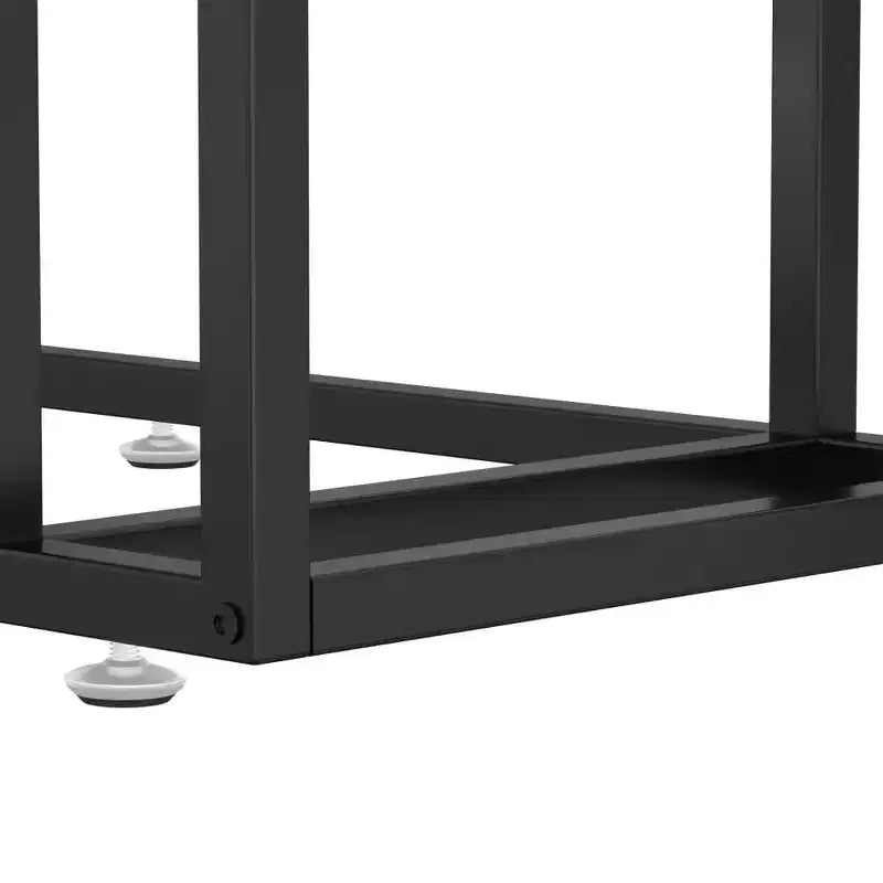 vidaXL Side Table White marble Tempered glass, iron 19.7 x 13.8 x 25.6 in