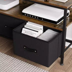 TV Stand with 3 Fabric Drawers for 55 Inch TV Entertainment Center with Storage Cabinets Media Console with Open Shelf Entertainment Stand