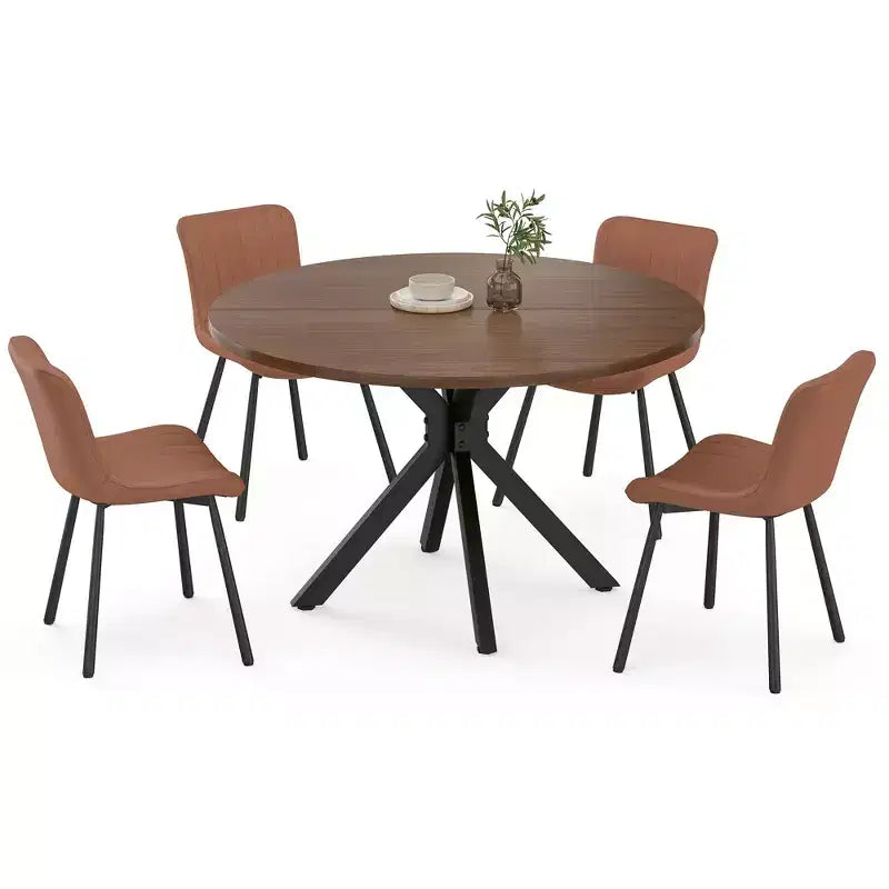 PexFix 47 Round Dining Table Mid Century Modern Coffee Table for 4-6 Person Farmhouse Table for Kitchen Dining Room Walnut