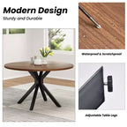 PexFix 47 Round Dining Table Mid Century Modern Coffee Table for 4-6 Person Farmhouse Table for Kitchen Dining Room Walnut