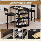 Bar Stools Set of , Upholstered Barstools with Metal Legs, Footrest & Backrest, PU Seat, Kitchen Height Chairs