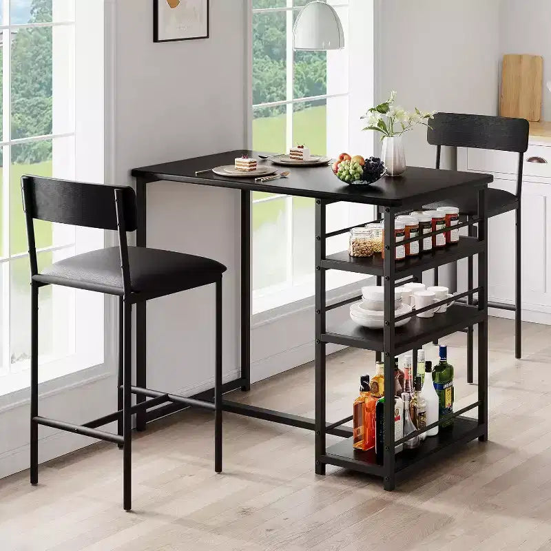 Bar Stools Set of , Upholstered Barstools with Metal Legs, Footrest & Backrest, PU Seat, Kitchen Height Chairs