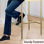 Bar Stools Set of , Upholstered Barstools with Metal Legs, Footrest & Backrest, PU Seat, Kitchen Height Chairs