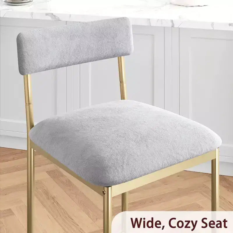 Bar Stools Set of , Upholstered Barstools with Metal Legs, Footrest & Backrest, PU Seat, Kitchen Height Chairs