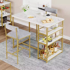 Bar Stools Set of , Upholstered Barstools with Metal Legs, Footrest & Backrest, PU Seat, Kitchen Height Chairs